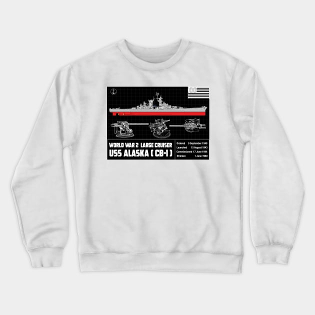 USS ALASKA DIAGRAM Crewneck Sweatshirt by theanomalius_merch